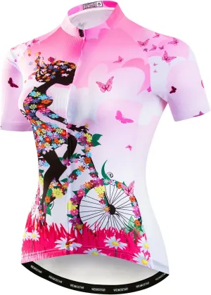 JPOJPO Womens Cycling Jersey,Bike Shirt Quick-Dry Breathable Reflective S-2XL Tops