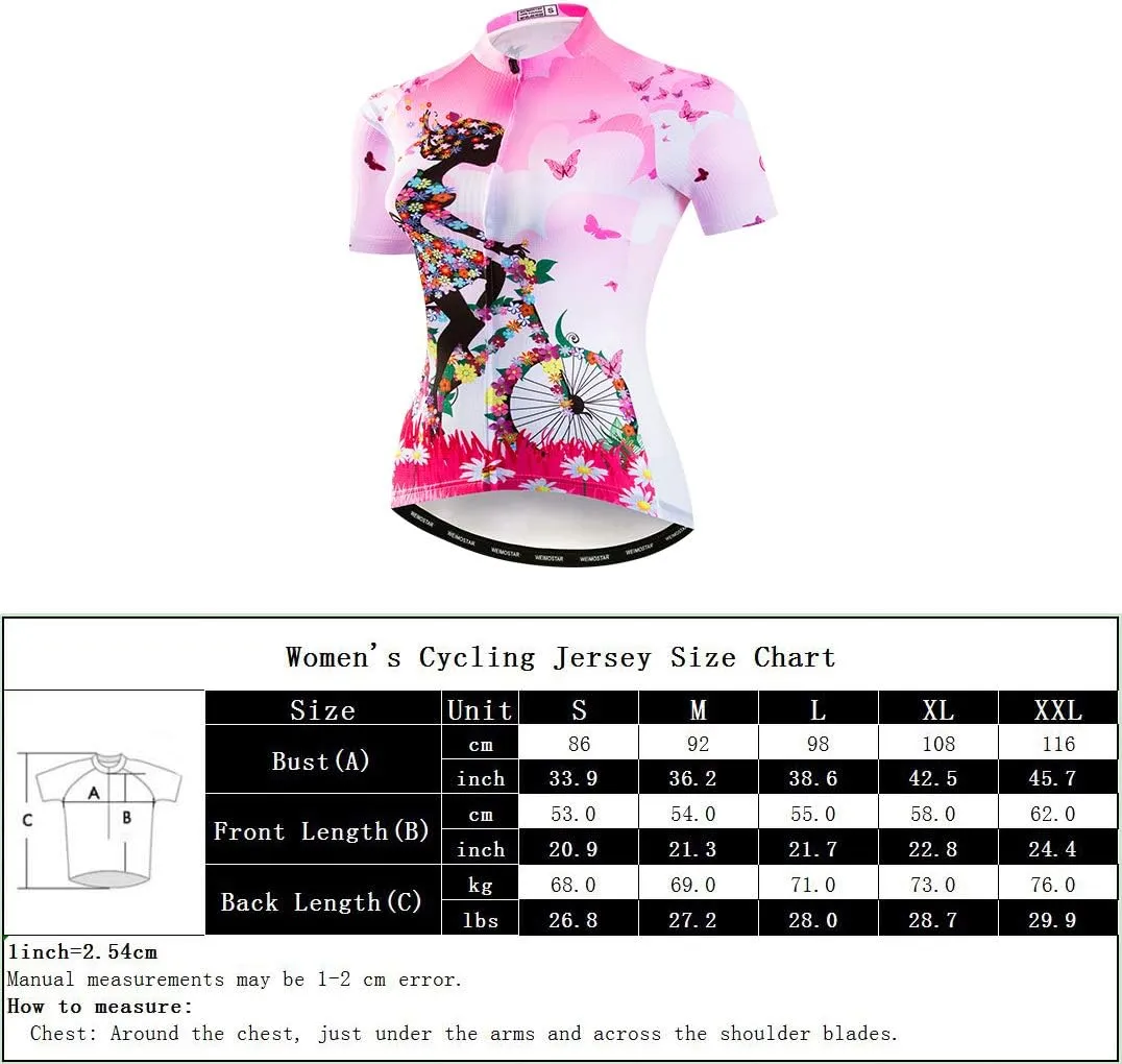 JPOJPO Womens Cycling Jersey,Bike Shirt Quick-Dry Breathable Reflective S-2XL Tops