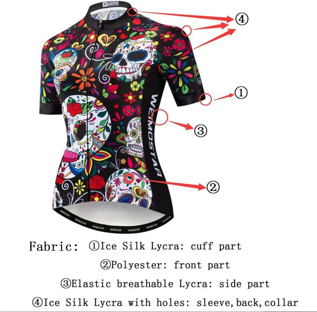 JPOJPO Womens Cycling Jersey,Bike Shirt Quick-Dry Breathable Reflective S-2XL Tops
