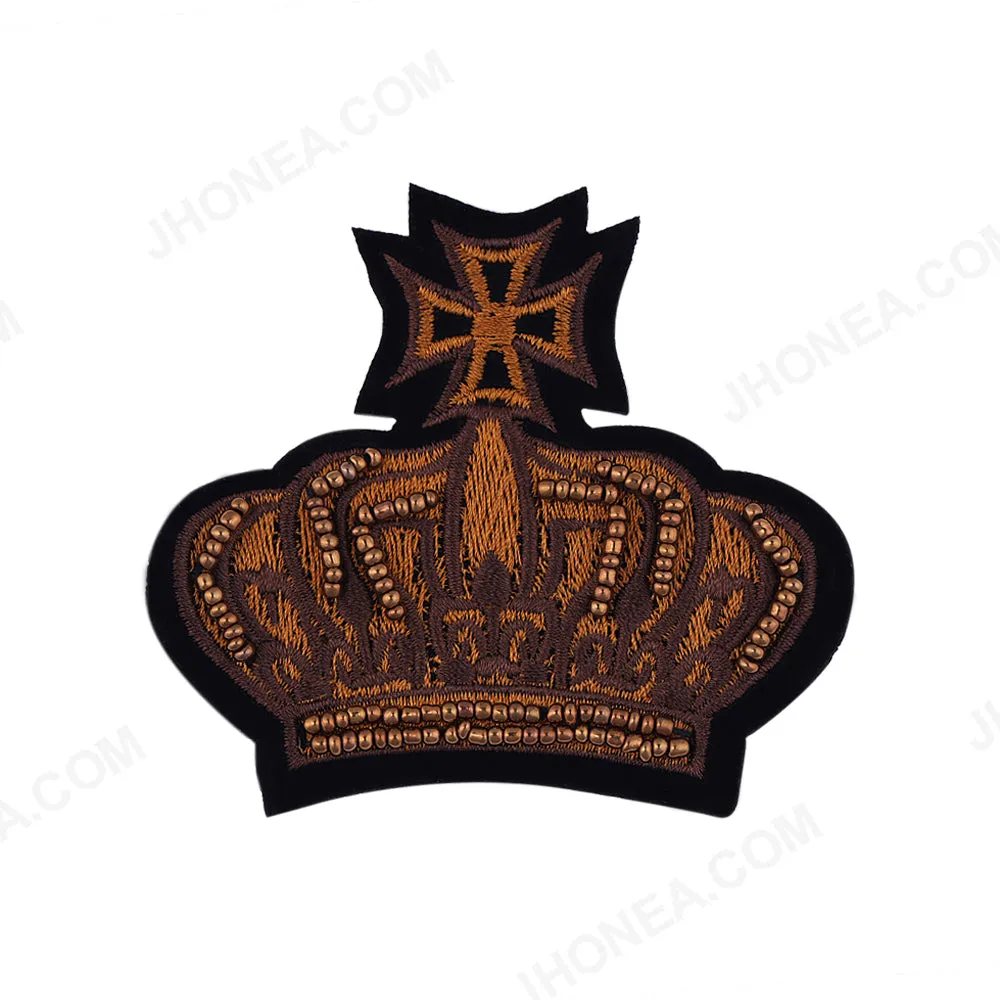 King Crown Beaded Embroidery Patches for Suits/Blazers