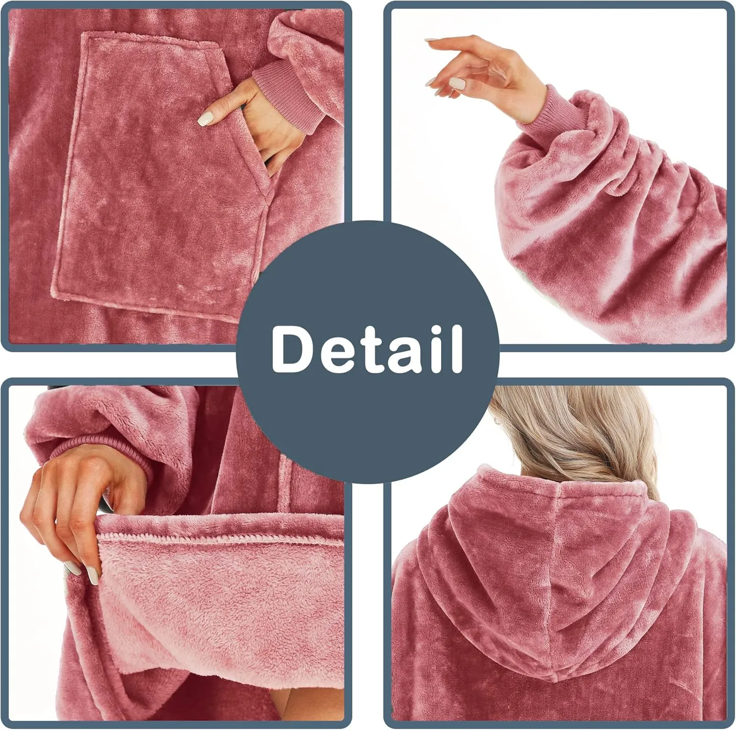 Kipswiza Blanket Hoodie - Wearable Blankets Oversized Cozy Flannel Sweatshirt Blanket as Gifts for Adult Women Men