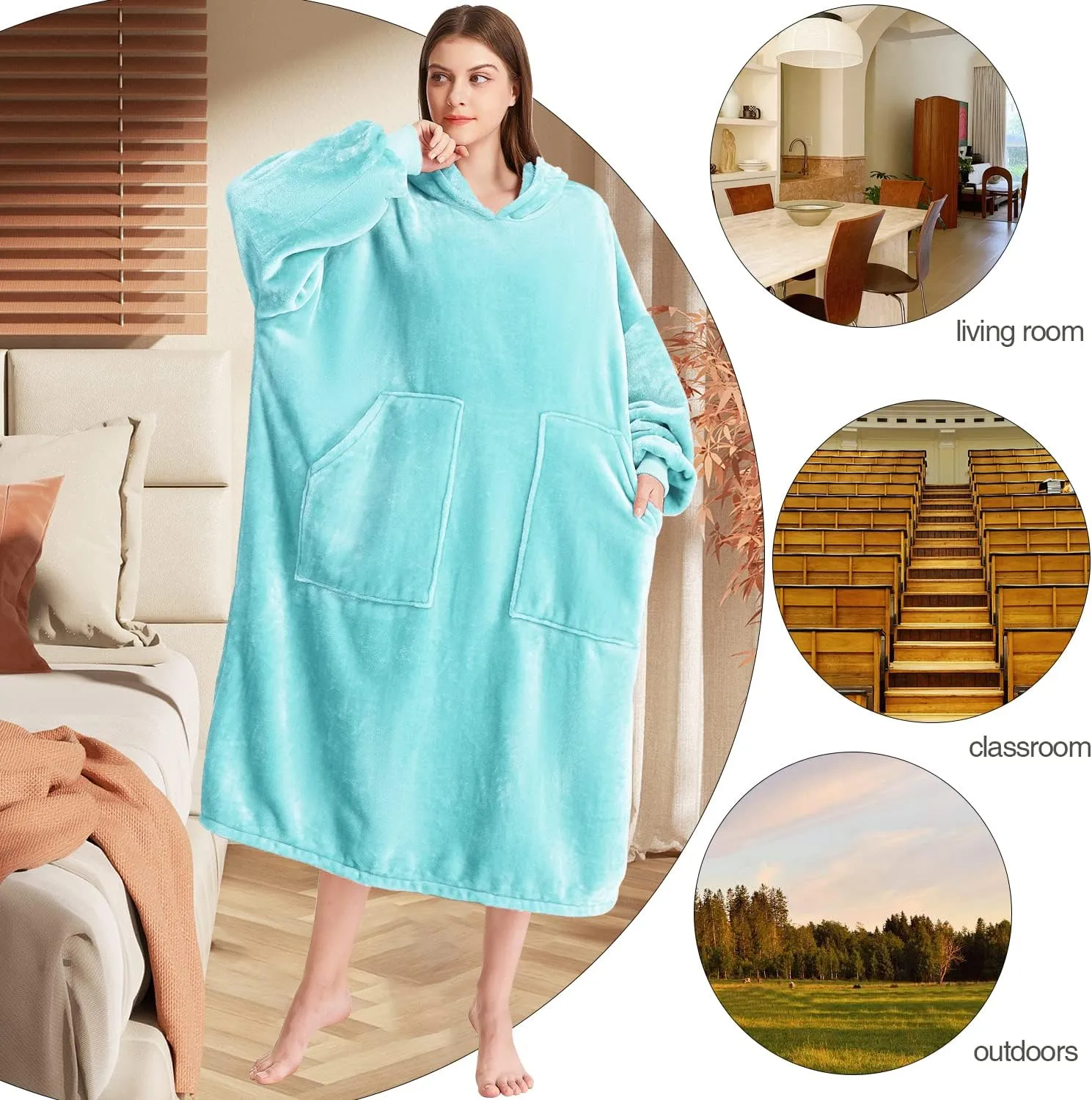 Kipswiza Blanket Hoodie - Wearable Blankets Oversized Cozy Flannel Sweatshirt Blanket as Gifts for Adult Women Men