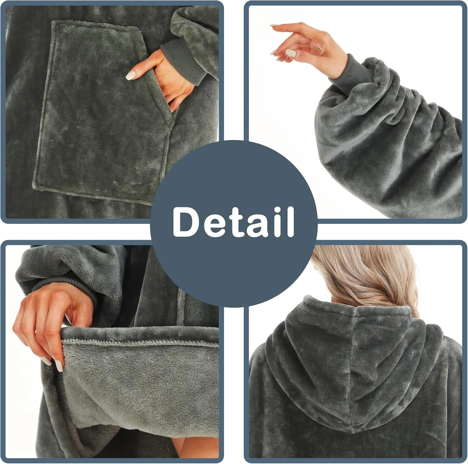 Kipswiza Blanket Hoodie - Wearable Blankets Oversized Cozy Flannel Sweatshirt Blanket as Gifts for Adult Women Men