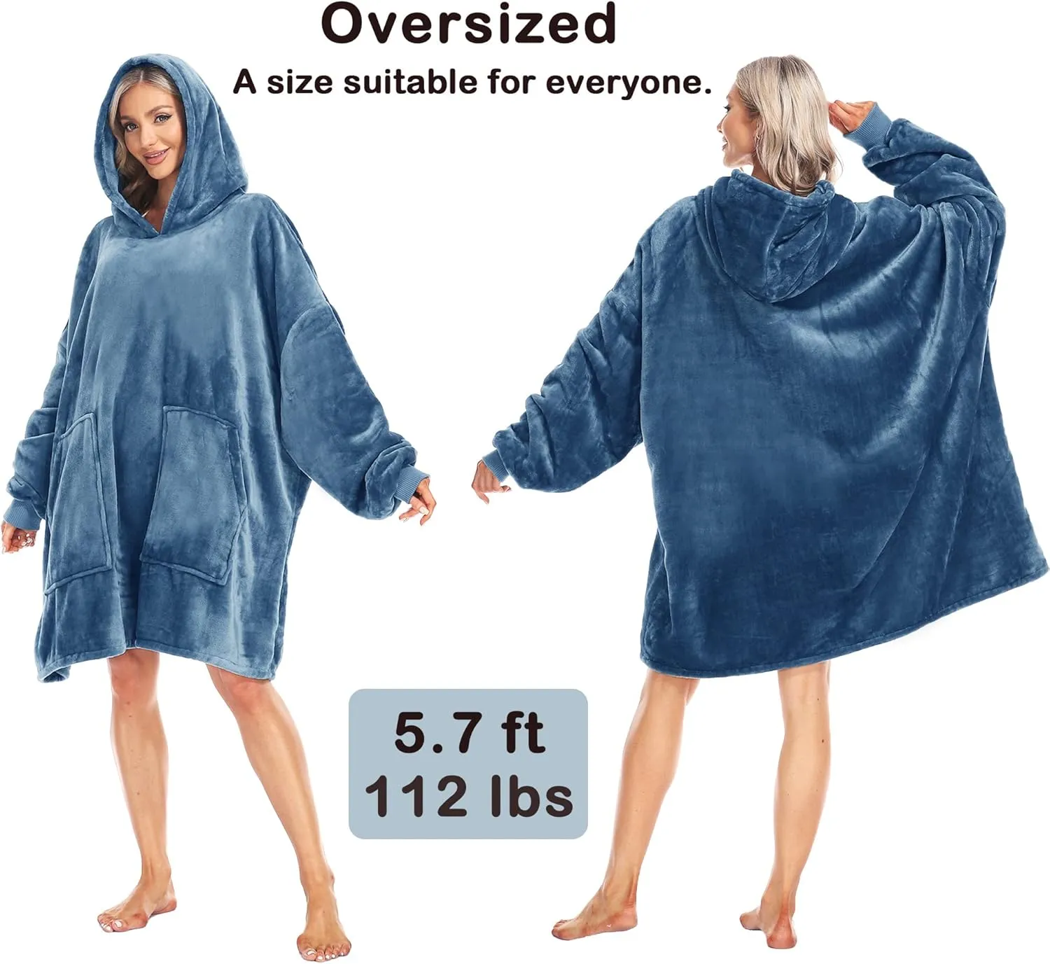 Kipswiza Blanket Hoodie - Wearable Blankets Oversized Cozy Flannel Sweatshirt Blanket as Gifts for Adult Women Men