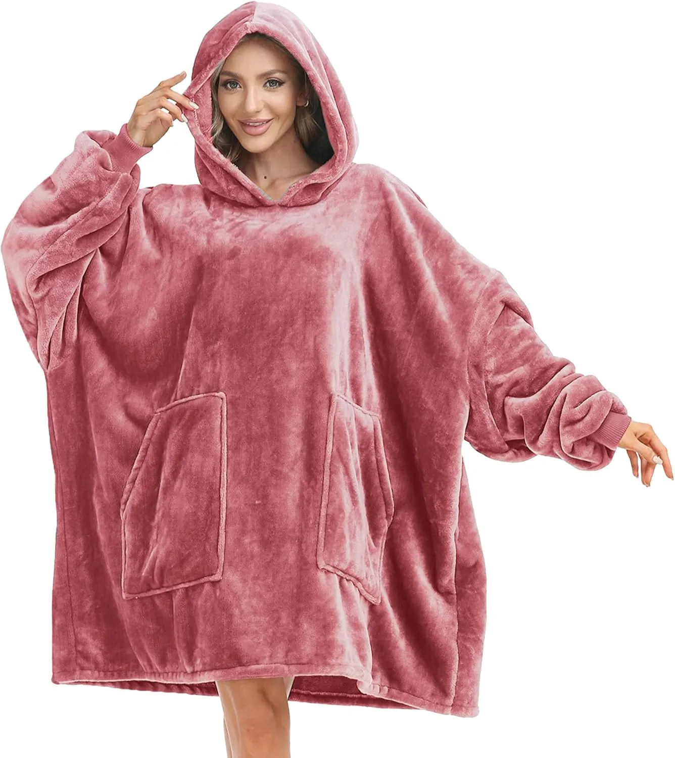 Kipswiza Blanket Hoodie - Wearable Blankets Oversized Cozy Flannel Sweatshirt Blanket as Gifts for Adult Women Men