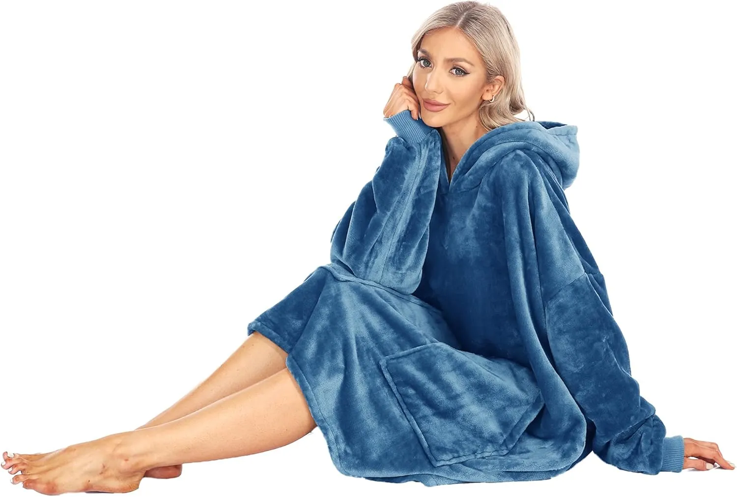 Kipswiza Blanket Hoodie - Wearable Blankets Oversized Cozy Flannel Sweatshirt Blanket as Gifts for Adult Women Men