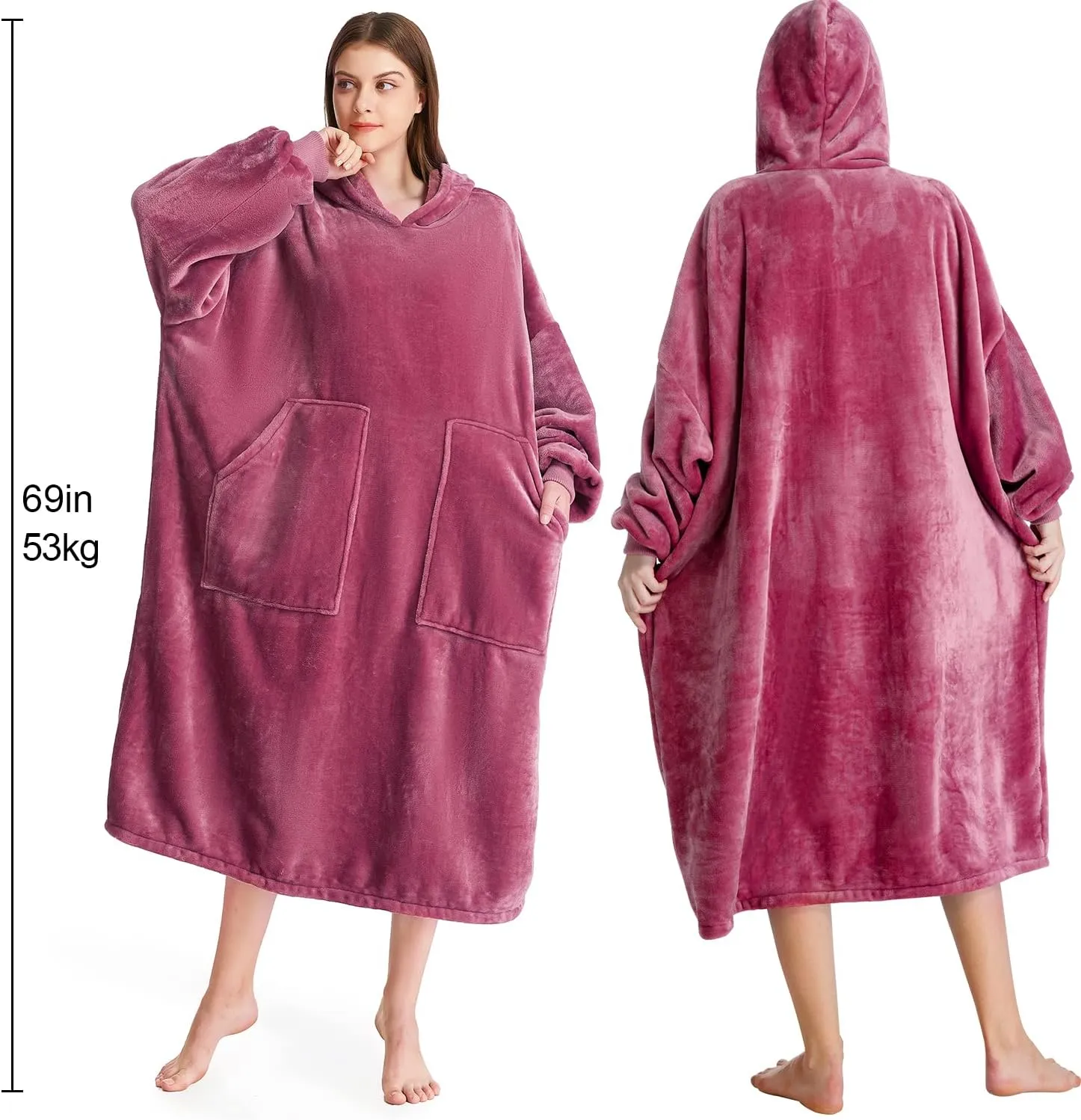 Kipswiza Blanket Hoodie - Wearable Blankets Oversized Cozy Flannel Sweatshirt Blanket as Gifts for Adult Women Men