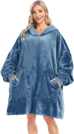 Kipswiza Blanket Hoodie - Wearable Blankets Oversized Cozy Flannel Sweatshirt Blanket as Gifts for Adult Women Men