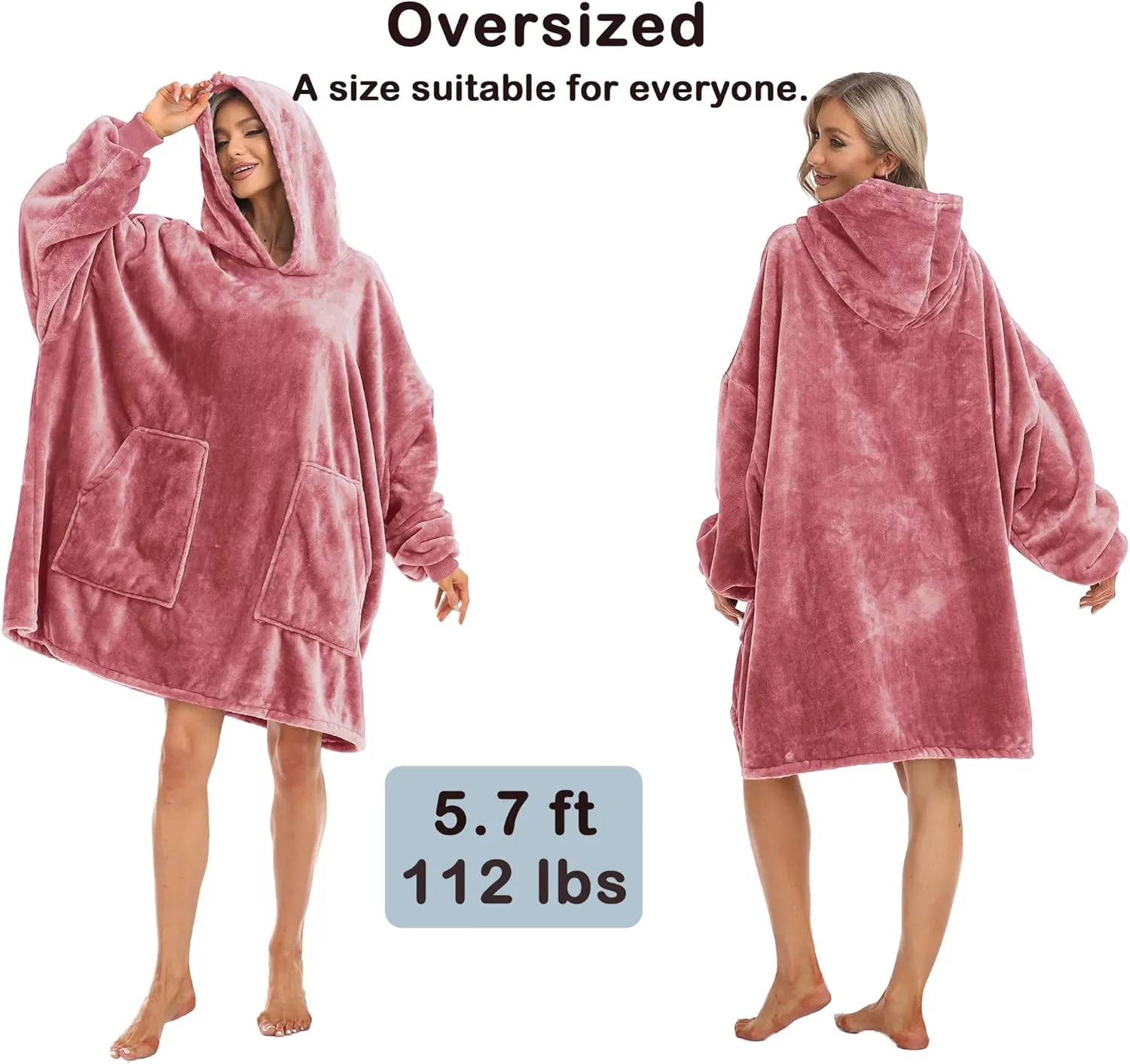Kipswiza Blanket Hoodie - Wearable Blankets Oversized Cozy Flannel Sweatshirt Blanket as Gifts for Adult Women Men