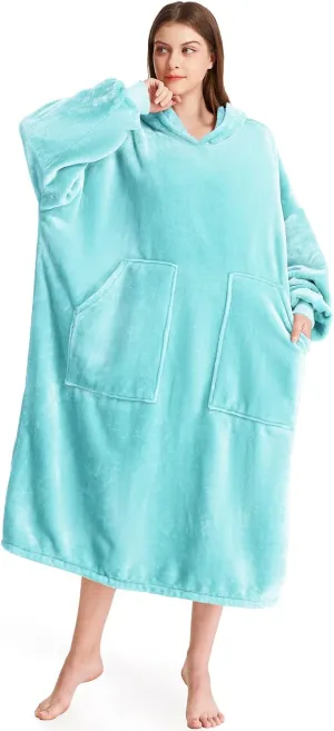 Kipswiza Blanket Hoodie - Wearable Blankets Oversized Cozy Flannel Sweatshirt Blanket as Gifts for Adult Women Men