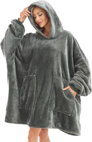 Kipswiza Blanket Hoodie - Wearable Blankets Oversized Cozy Flannel Sweatshirt Blanket as Gifts for Adult Women Men
