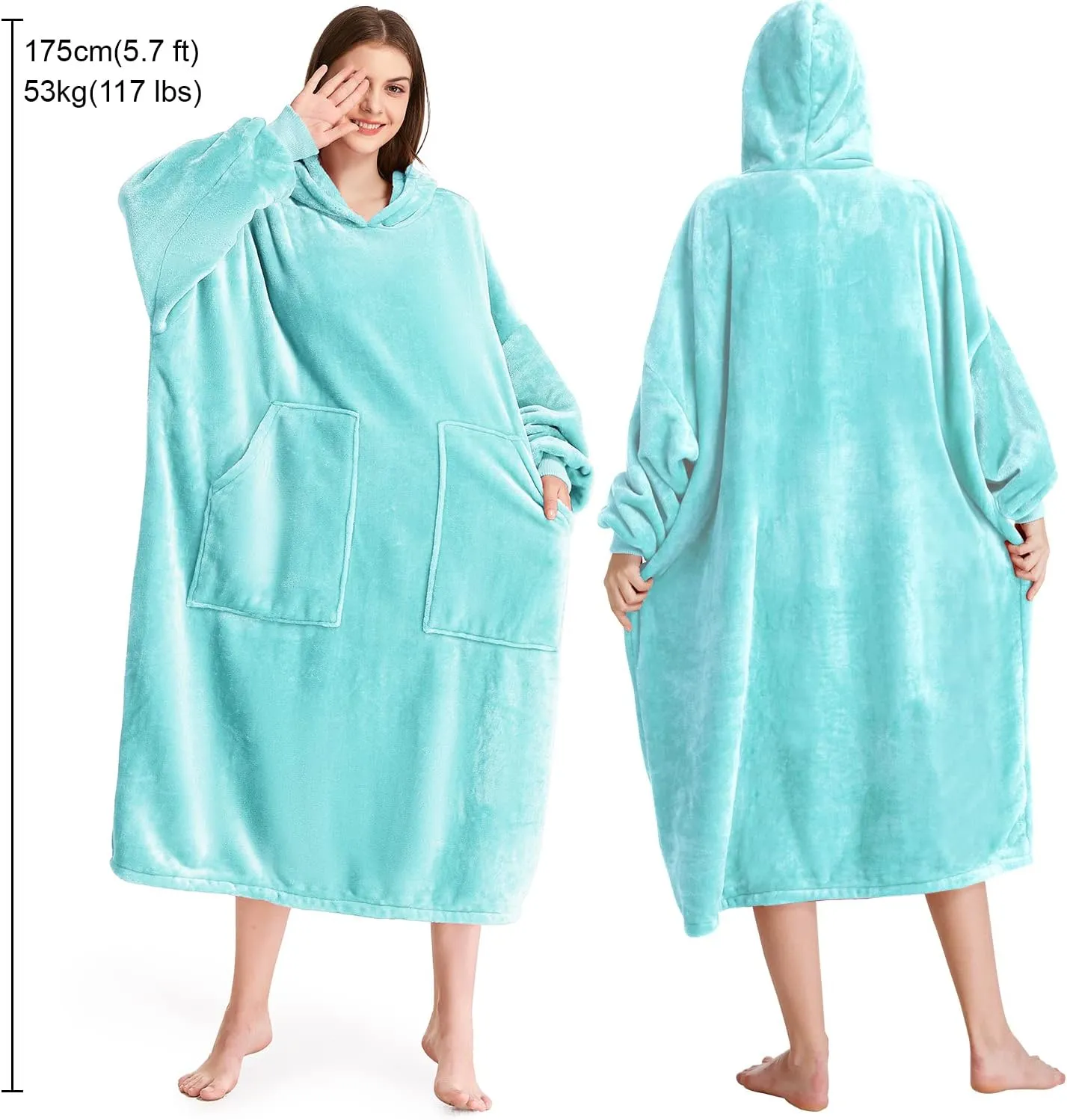 Kipswiza Blanket Hoodie - Wearable Blankets Oversized Cozy Flannel Sweatshirt Blanket as Gifts for Adult Women Men