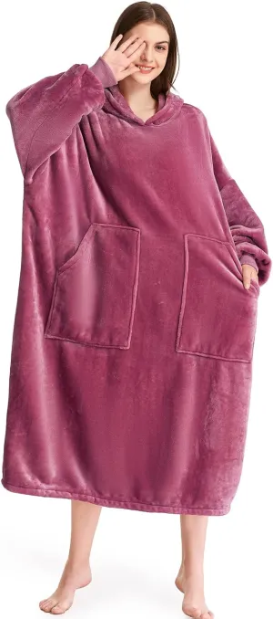 Kipswiza Blanket Hoodie - Wearable Blankets Oversized Cozy Flannel Sweatshirt Blanket as Gifts for Adult Women Men