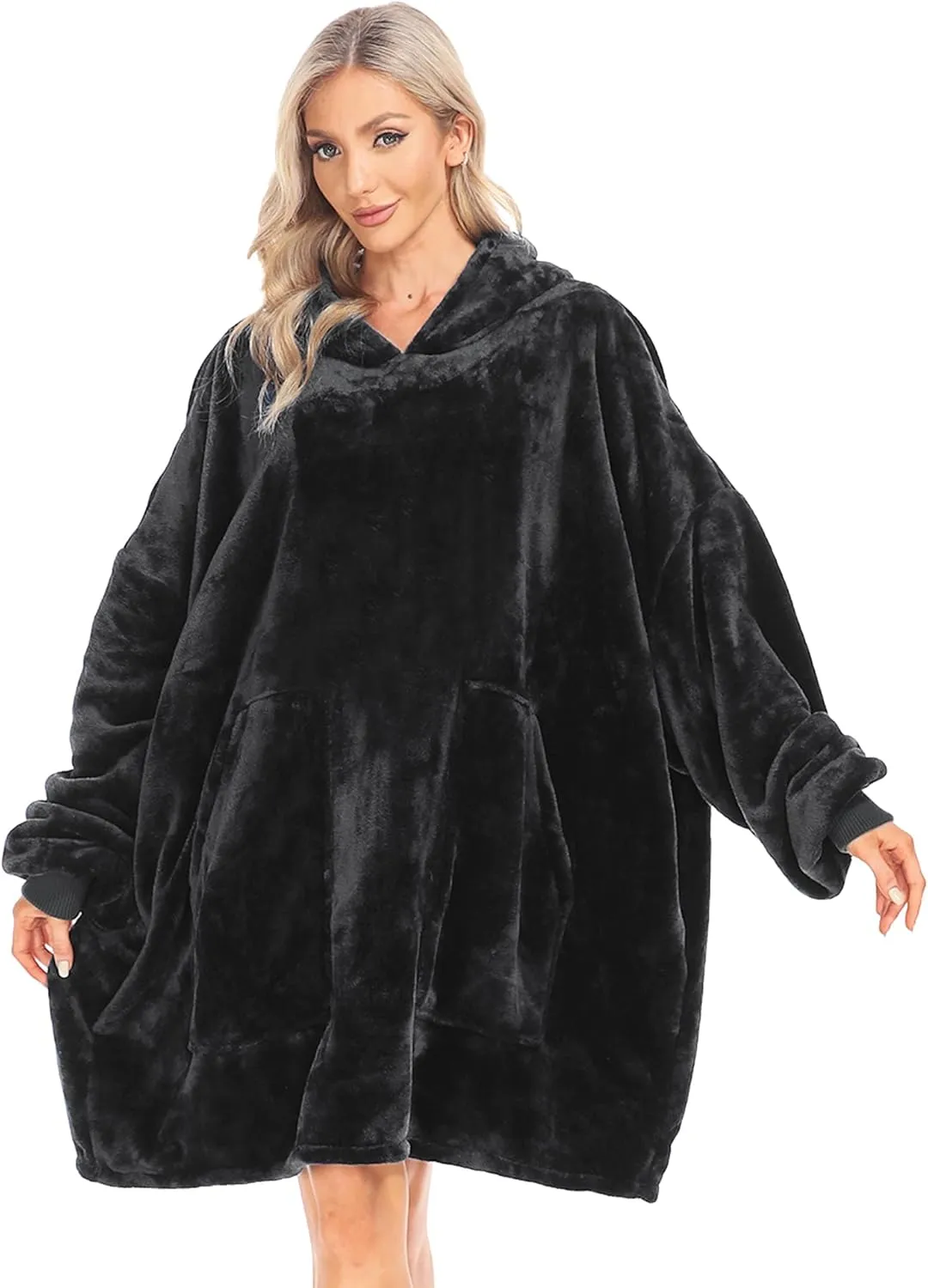 Kipswiza Blanket Hoodie - Wearable Blankets Oversized Cozy Flannel Sweatshirt Blanket as Gifts for Adult Women Men