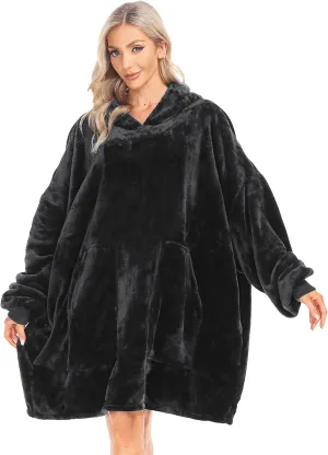 Kipswiza Blanket Hoodie - Wearable Blankets Oversized Cozy Flannel Sweatshirt Blanket as Gifts for Adult Women Men
