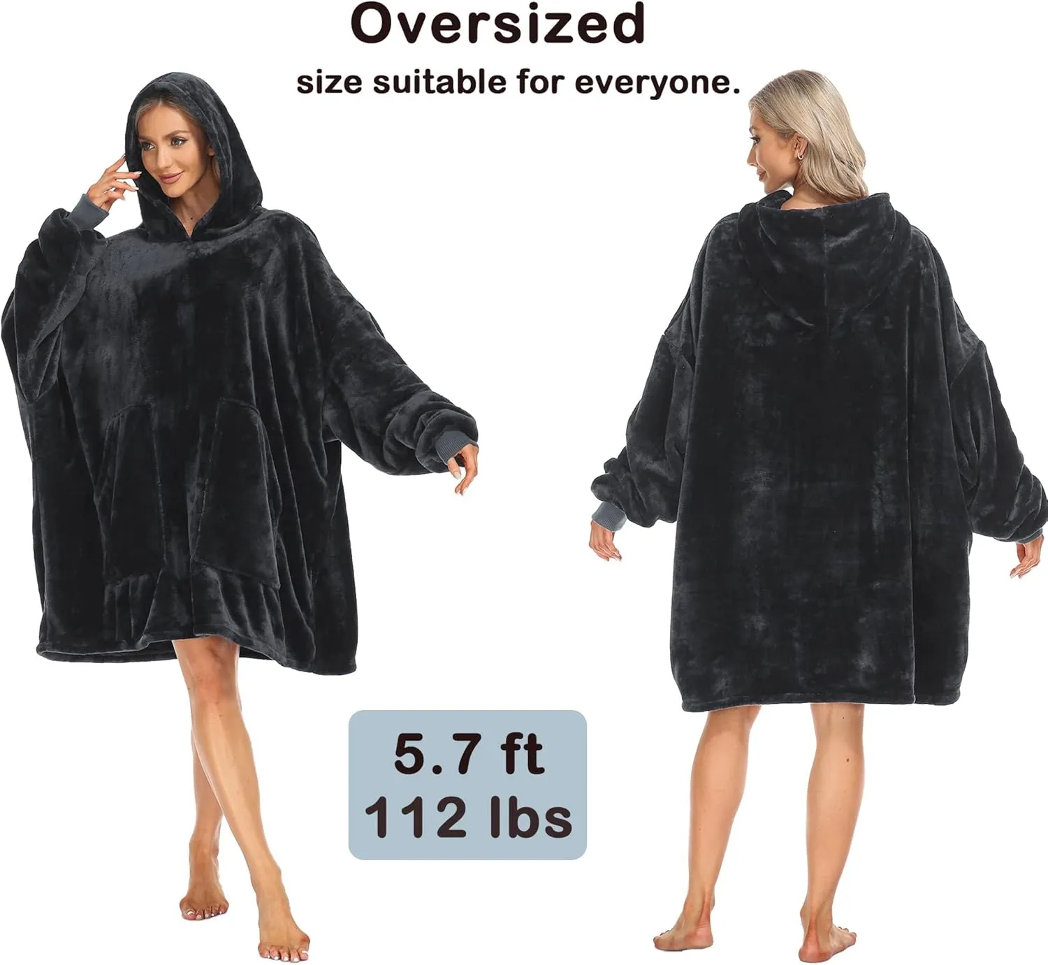 Kipswiza Blanket Hoodie - Wearable Blankets Oversized Cozy Flannel Sweatshirt Blanket as Gifts for Adult Women Men
