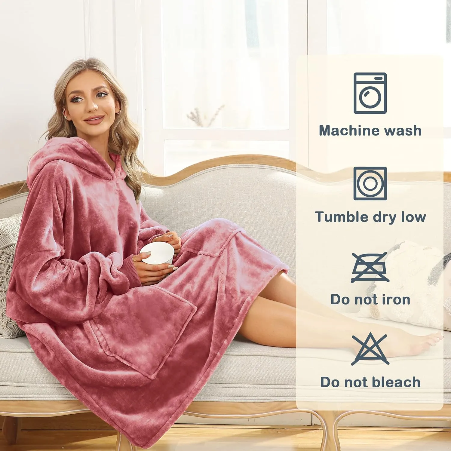 Kipswiza Blanket Hoodie - Wearable Blankets Oversized Cozy Flannel Sweatshirt Blanket as Gifts for Adult Women Men