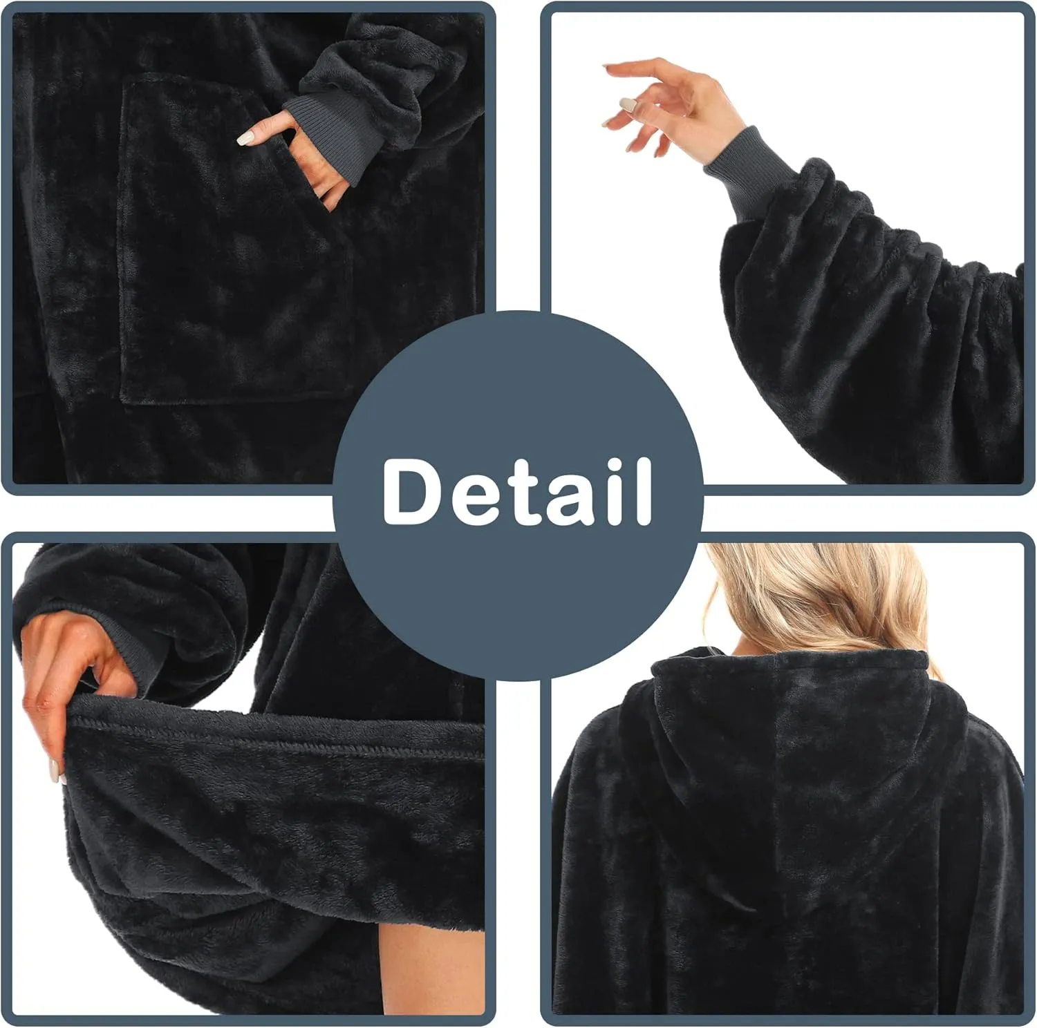 Kipswiza Blanket Hoodie - Wearable Blankets Oversized Cozy Flannel Sweatshirt Blanket as Gifts for Adult Women Men