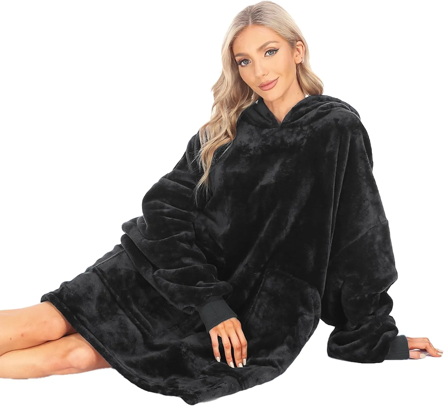 Kipswiza Blanket Hoodie - Wearable Blankets Oversized Cozy Flannel Sweatshirt Blanket as Gifts for Adult Women Men
