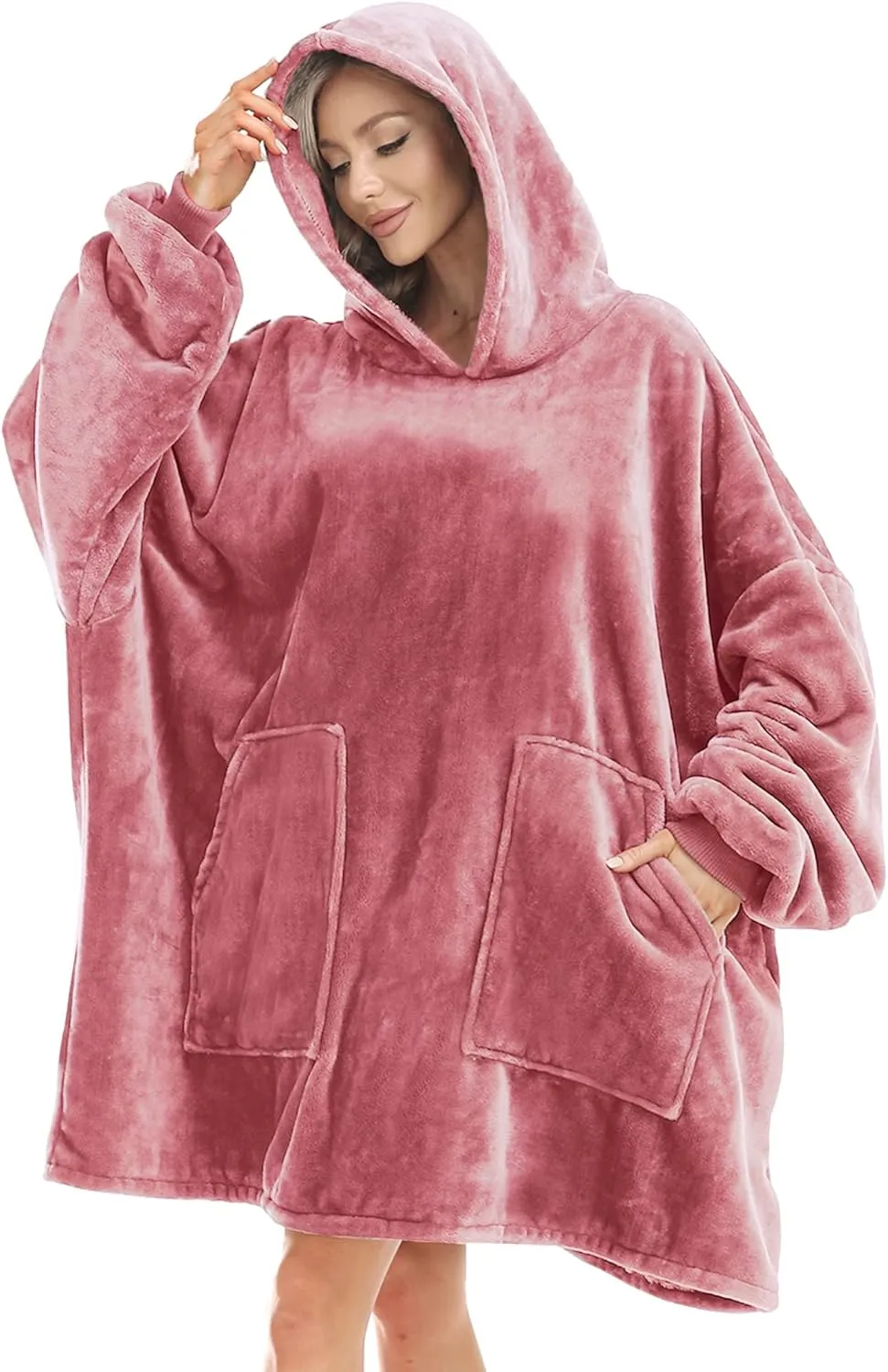 Kipswiza Blanket Hoodie - Wearable Blankets Oversized Cozy Flannel Sweatshirt Blanket as Gifts for Adult Women Men