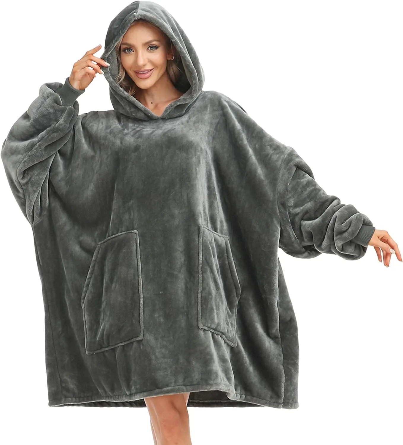 Kipswiza Blanket Hoodie - Wearable Blankets Oversized Cozy Flannel Sweatshirt Blanket as Gifts for Adult Women Men