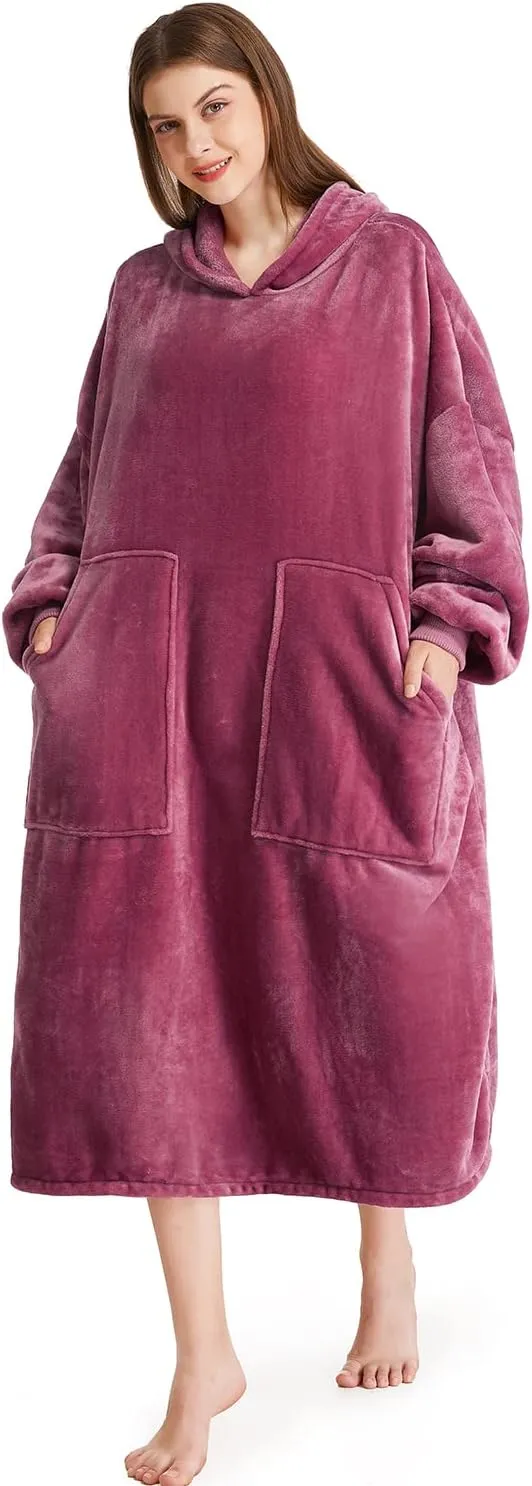 Kipswiza Blanket Hoodie - Wearable Blankets Oversized Cozy Flannel Sweatshirt Blanket as Gifts for Adult Women Men
