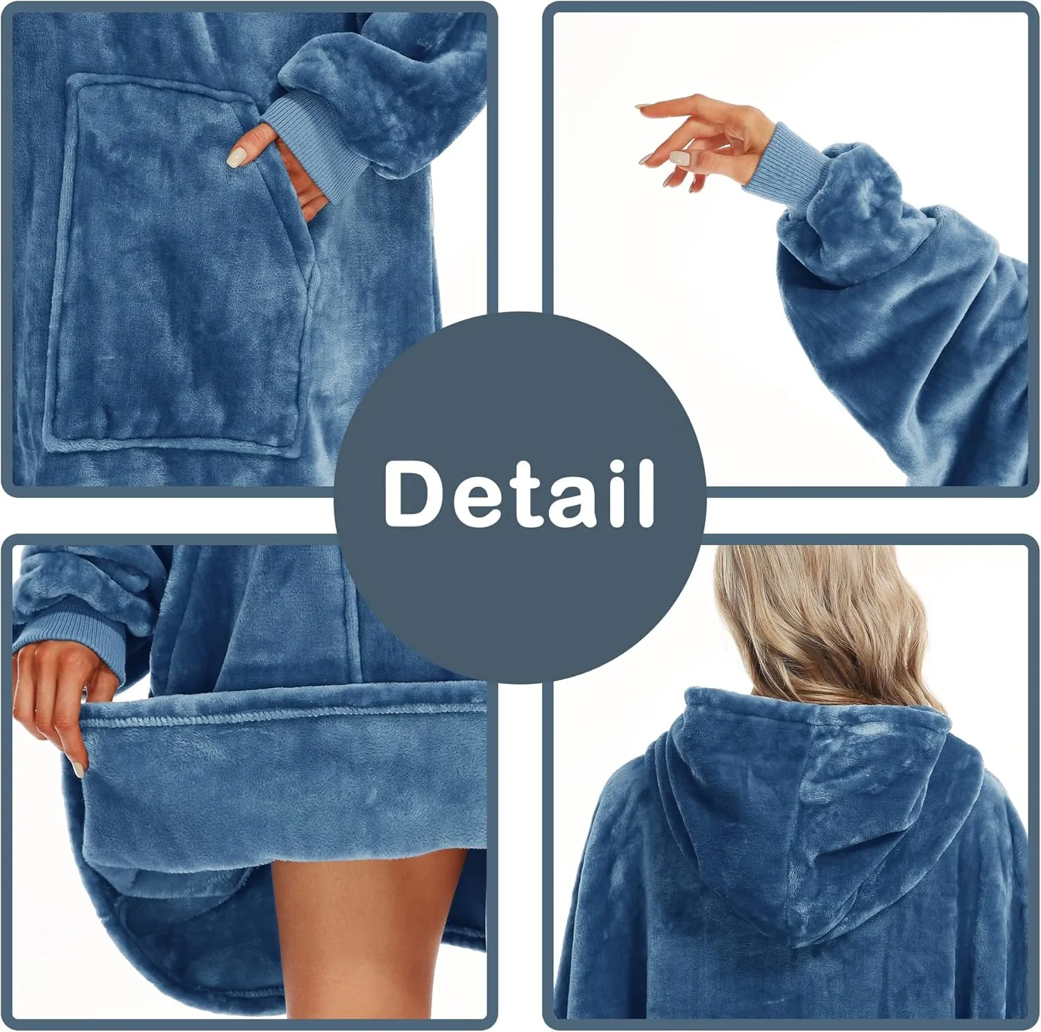 Kipswiza Blanket Hoodie - Wearable Blankets Oversized Cozy Flannel Sweatshirt Blanket as Gifts for Adult Women Men