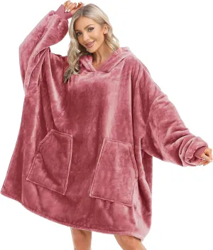 Kipswiza Blanket Hoodie - Wearable Blankets Oversized Cozy Flannel Sweatshirt Blanket as Gifts for Adult Women Men