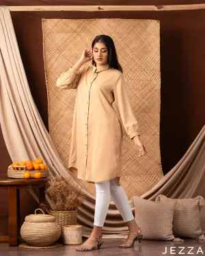 Knee Length Shirt Top With Back Smocking Panel 56722