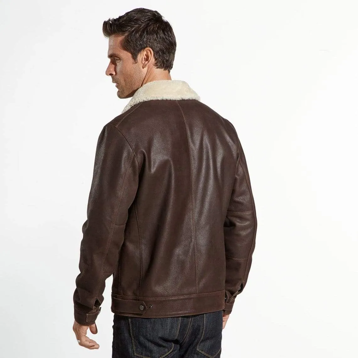 Leather flight jacket | shearling collar