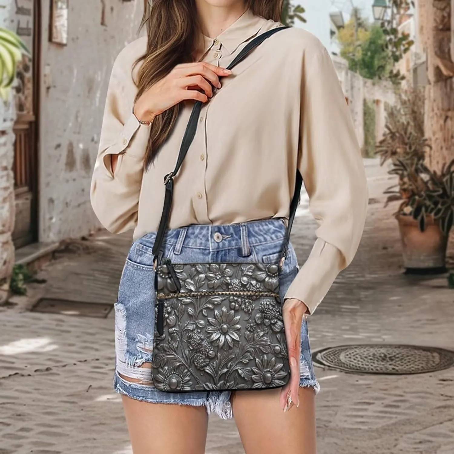 Leather Hobo Bags for Women Crossbody Trendy Shoulder Purses Multi Pockets