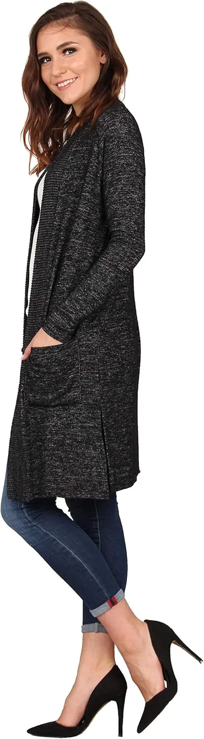 Lildy Women's Open Front Pocket Cardigan, Lightweight Casual Super Soft Stretchable Cozy Material