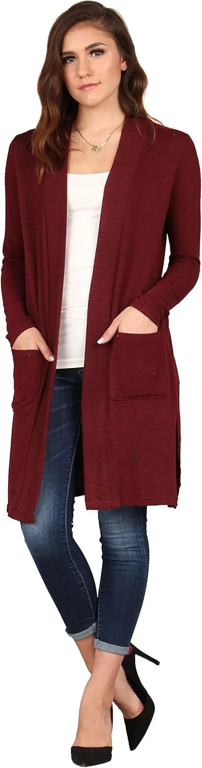 Lildy Women's Open Front Pocket Cardigan, Lightweight Casual Super Soft Stretchable Cozy Material