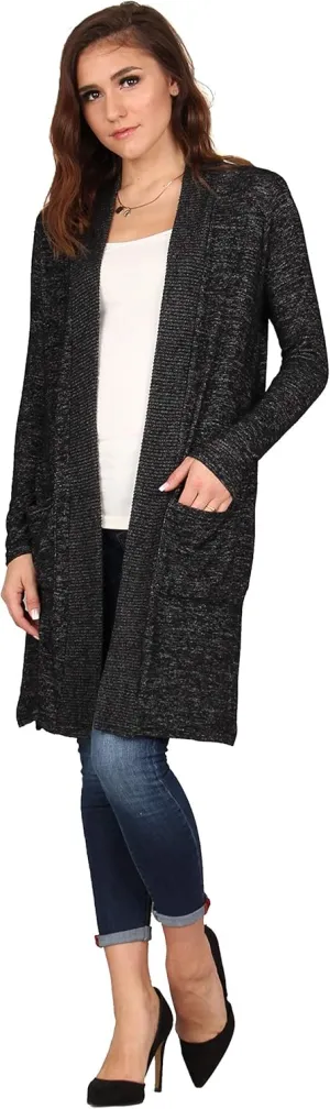 Lildy Women's Open Front Pocket Cardigan, Lightweight Casual Super Soft Stretchable Cozy Material