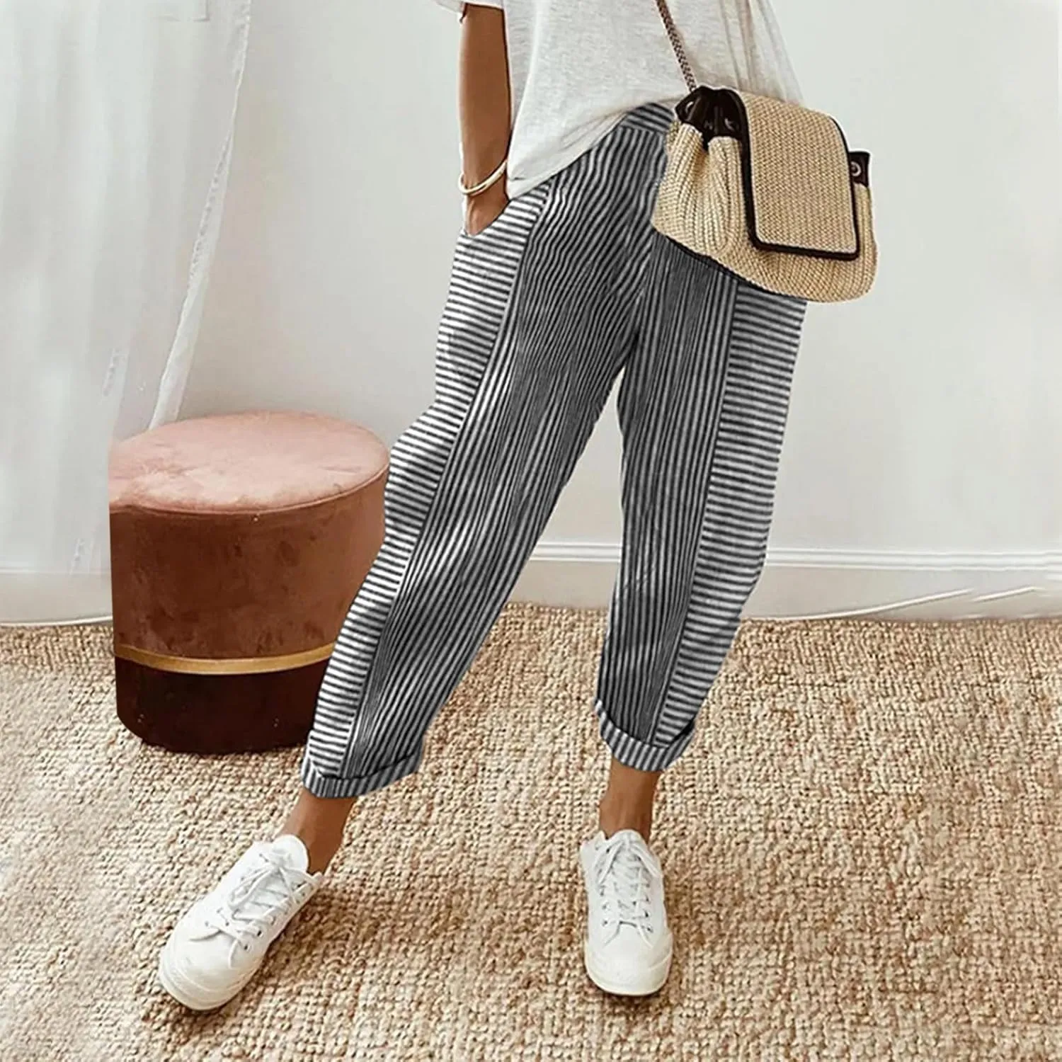 Linen Pants for Women, Peasant Pants WomenS Straight Leg Linen Casual Trendy