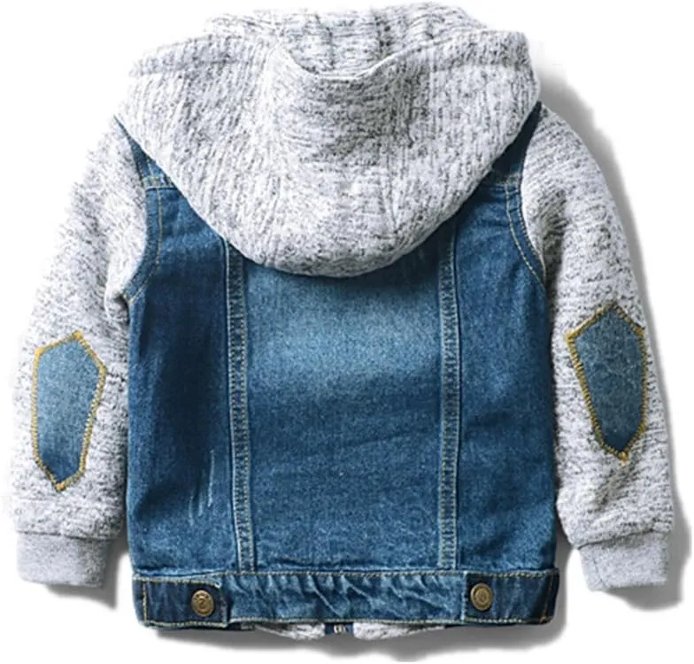 LJYH Boys' Basic Denim Trucker Jackets Children Fall Hoodies Trendy Jeans Coats
