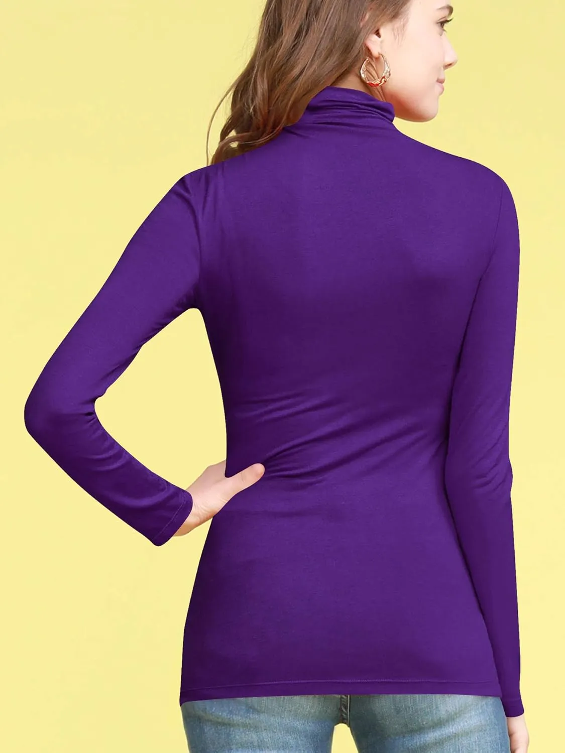 Lock and Love Women's Lightweight Long Sleeve Cozy Stylilsh Turtleneck Top Pullover Sweater