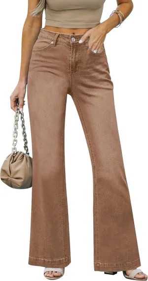 LookbookStore Wide Leg Jeans Woman 2024 Flare High Waist Baggy Jeans for Women Stretchy Denim Pants