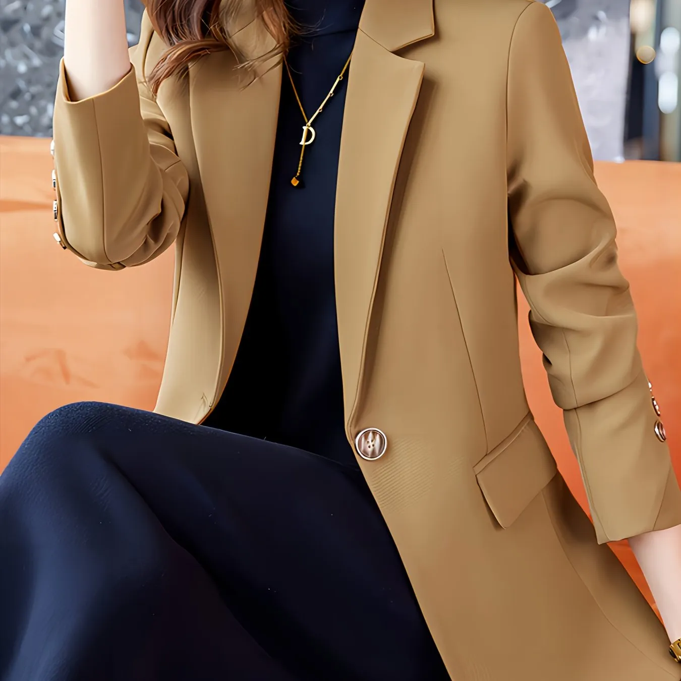 LOTESSA | Elegant Blazer with Engraved Collar and Buttons