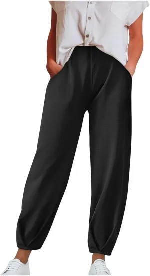 Lounge Pant Women Summer Trendy High Waisted Wide Leg Long Lounge Pant Cropped Cozy Pants with Pockets