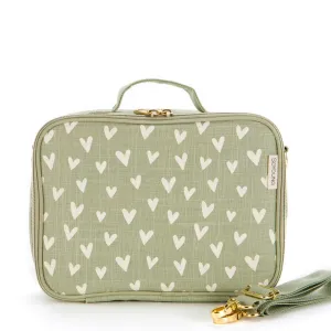 Lunch Box Raw Linen - Littl Hearts Sage