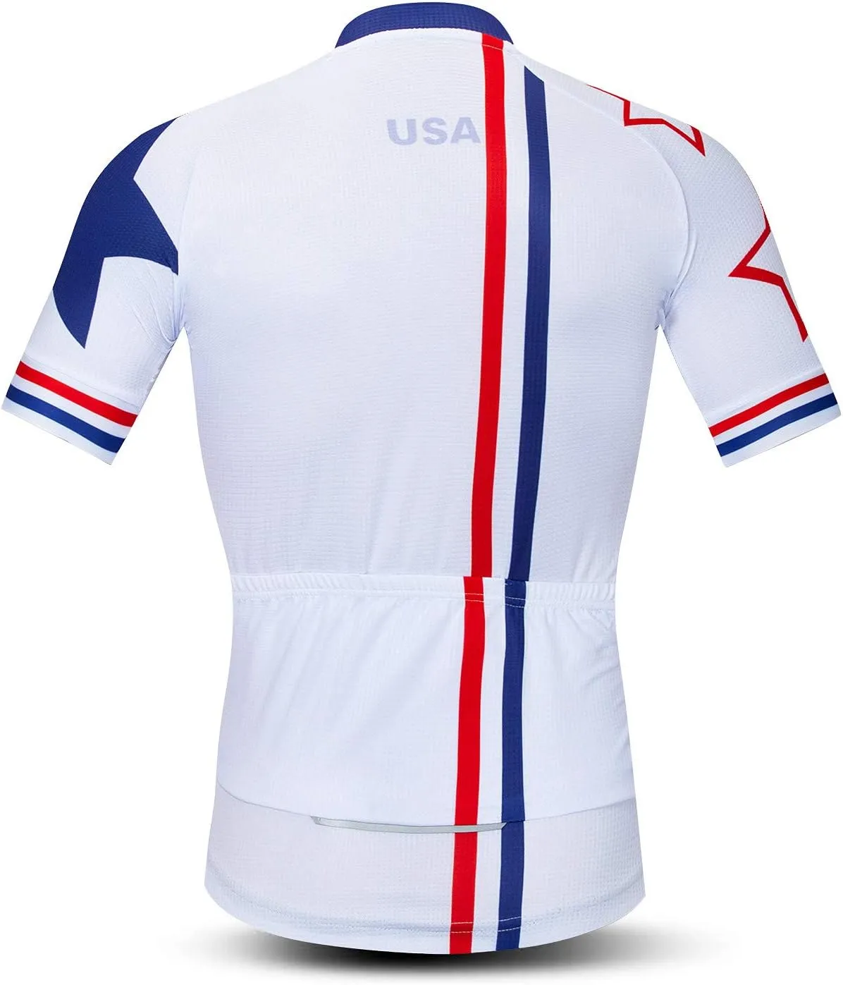 Men Cycling Jersey USA Bike Short Sleeve 3-Pockets Breathable Quick-Dry Shirt Tops S-3XL