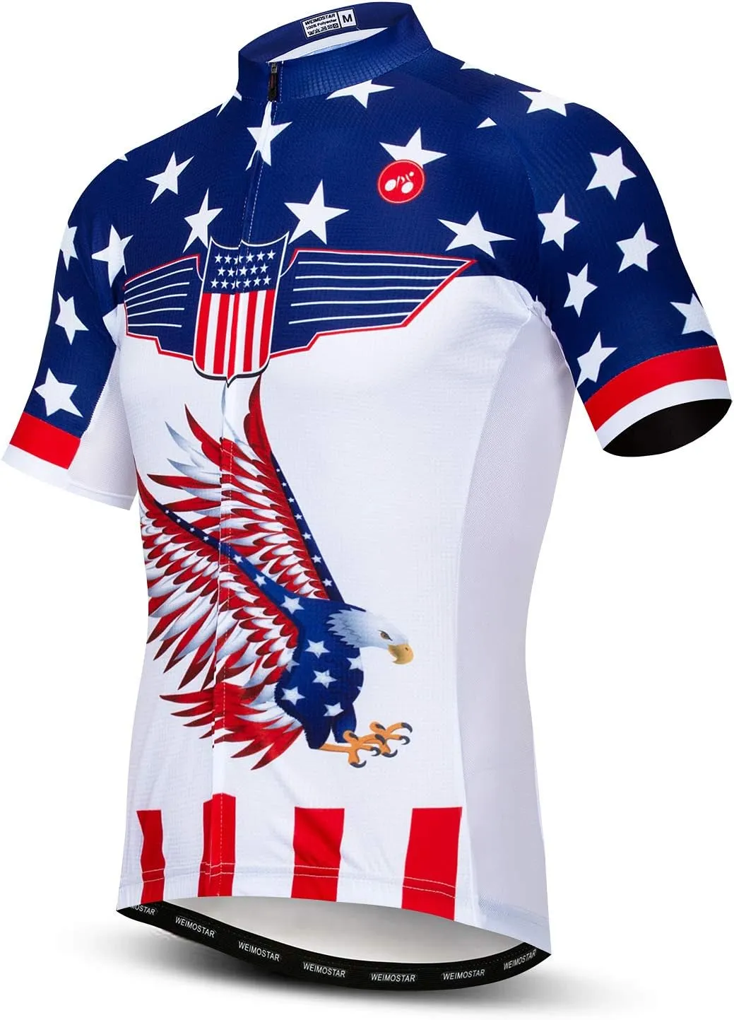 Men Cycling Jersey USA Bike Short Sleeve 3-Pockets Breathable Quick-Dry Shirt Tops S-3XL