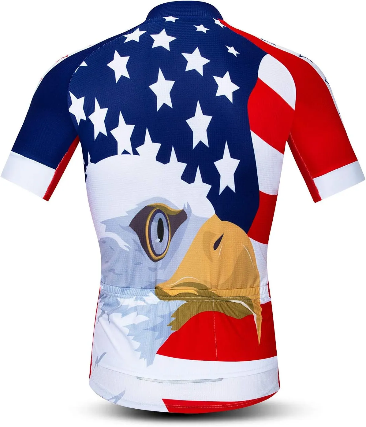 Men Cycling Jersey USA Bike Short Sleeve 3-Pockets Breathable Quick-Dry Shirt Tops S-3XL