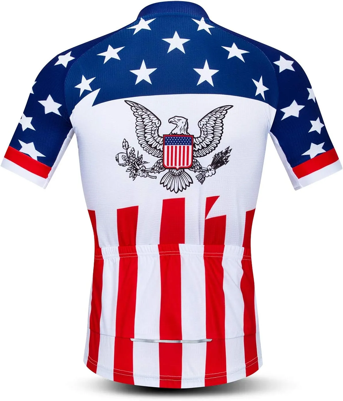 Men Cycling Jersey USA Bike Short Sleeve 3-Pockets Breathable Quick-Dry Shirt Tops S-3XL