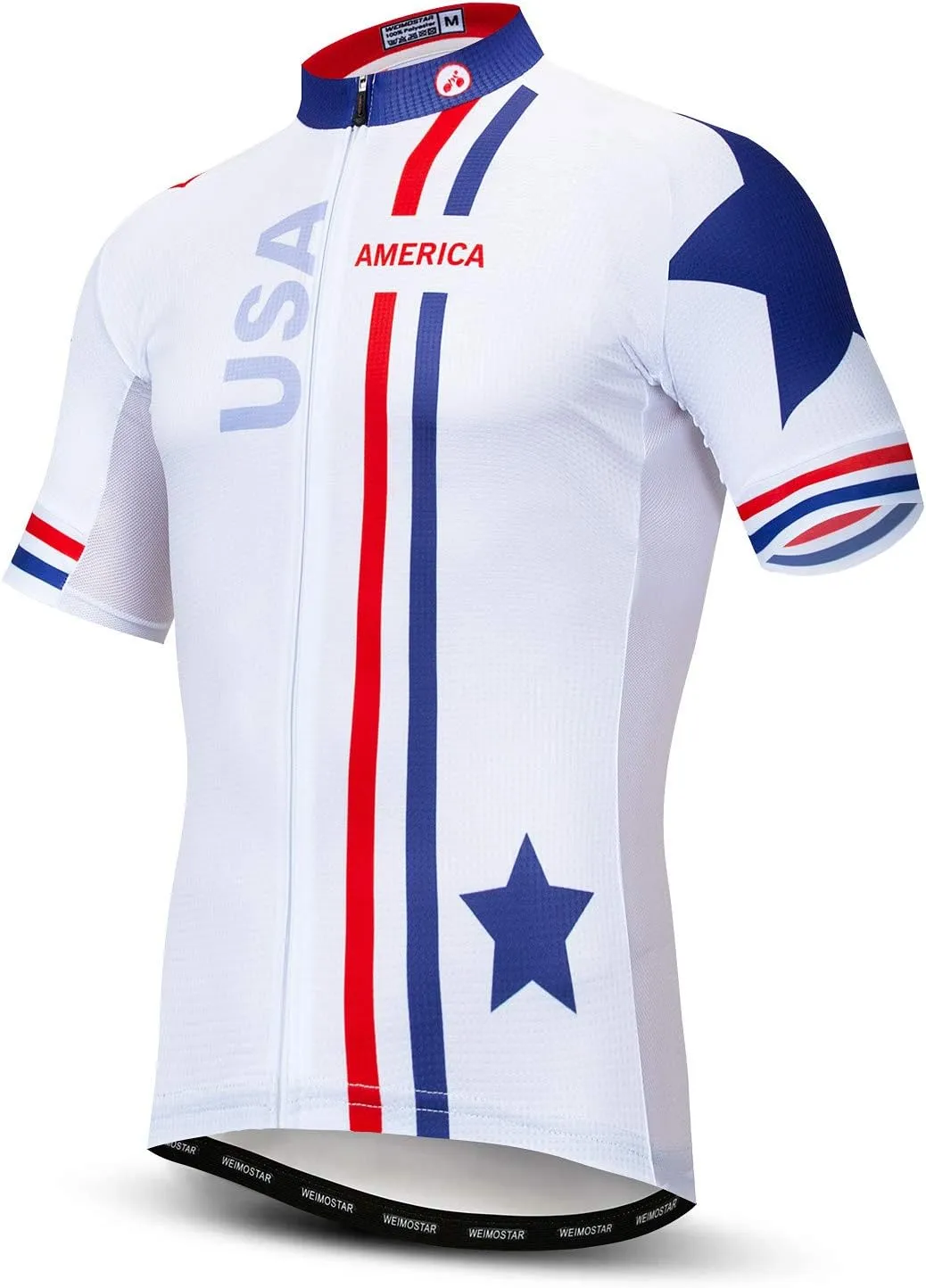 Men Cycling Jersey USA Bike Short Sleeve 3-Pockets Breathable Quick-Dry Shirt Tops S-3XL