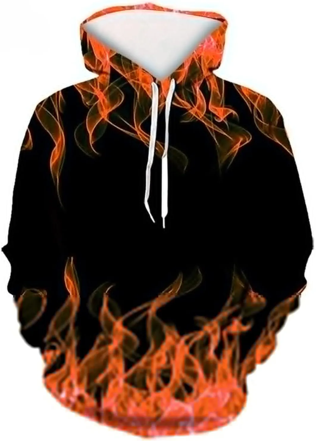 Men Women Unisex Novelty Hoodies 3D Flame Graphic Print Pullover Tops Fashion Fall Winter Hooded Sweatshirts