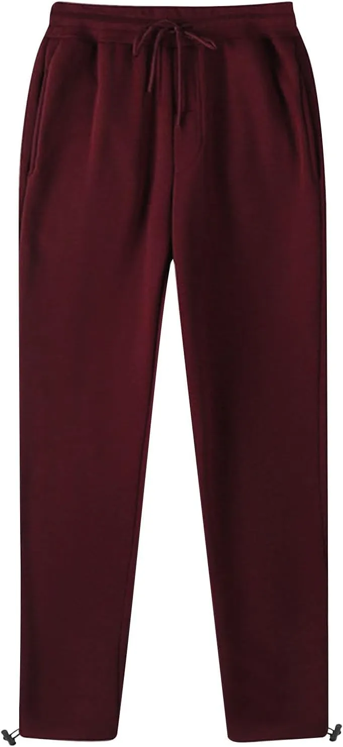 Men's Casual Sweatpants Elastic Waist Drawstring Lounge Pants Cozy Straight Leg Trousers Hiking Jogger Pants Pockets