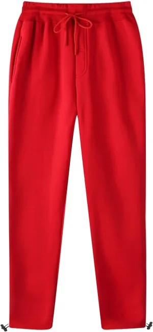 Men's Casual Sweatpants Elastic Waist Drawstring Lounge Pants Cozy Straight Leg Trousers Hiking Jogger Pants Pockets