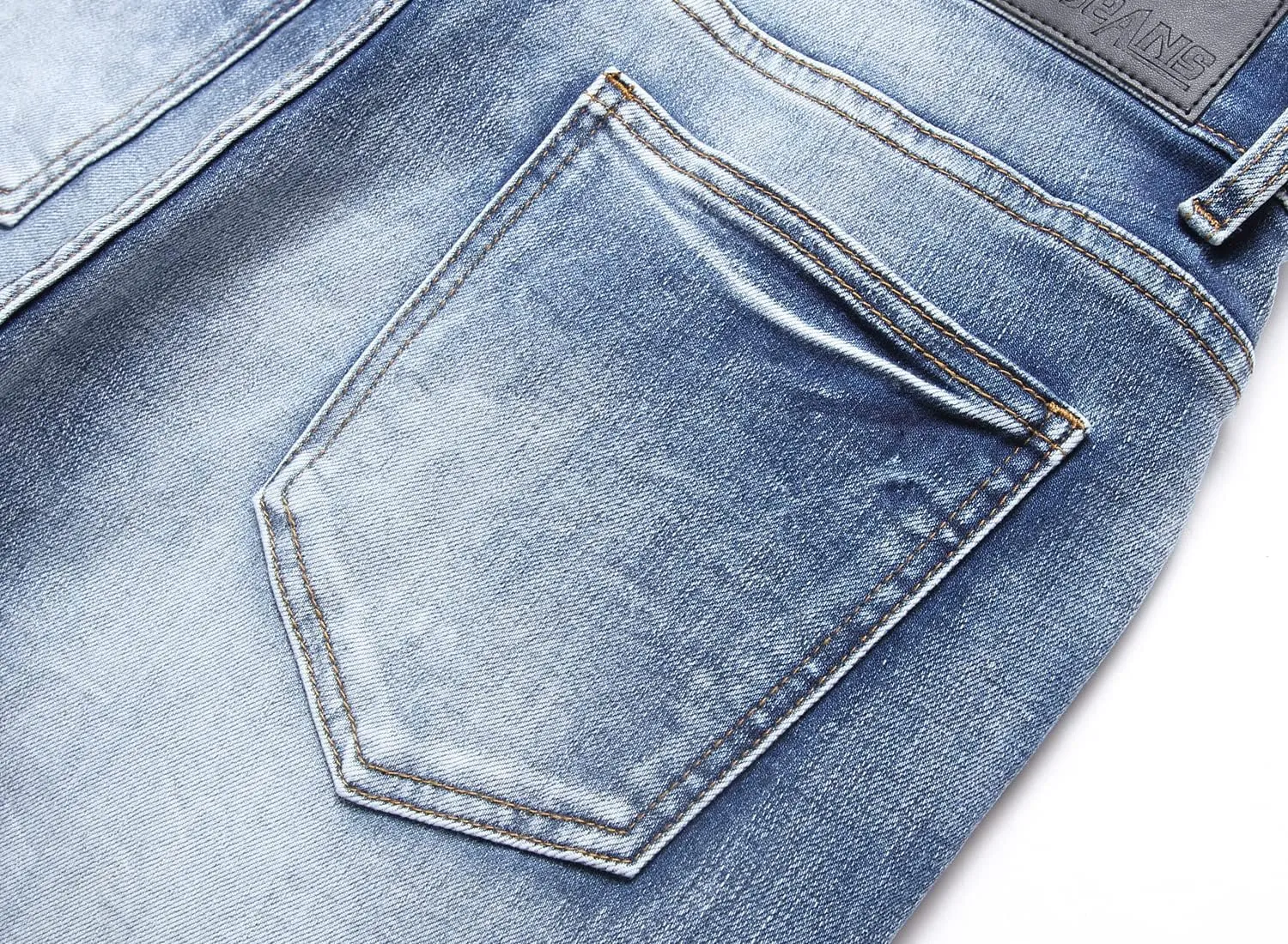 Men's Fashion Washed Perforated Elastic Slim Fit Jeans